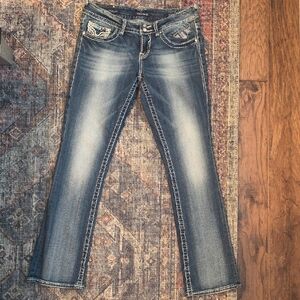 Vigoss New York Women's Distressed Medium Blue Slim Bootcut Jeans